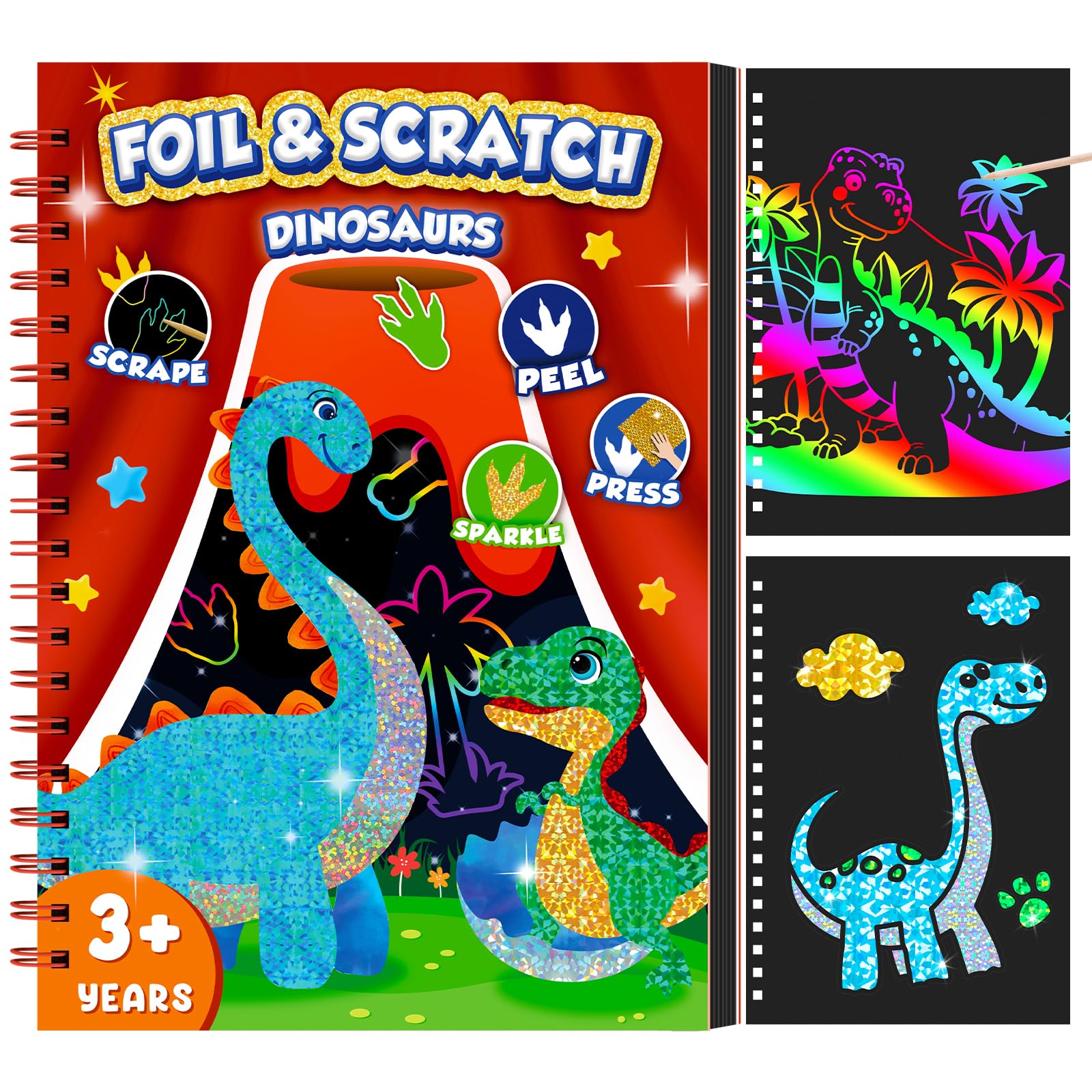 Art Craft Kits For Kids - Libro da grattare con dinosauro per