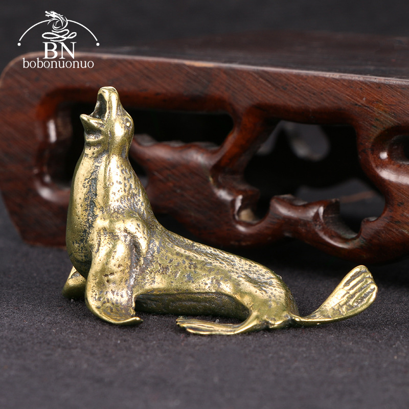 Art Craft Table - Metallo ottone leone marino figurina animale